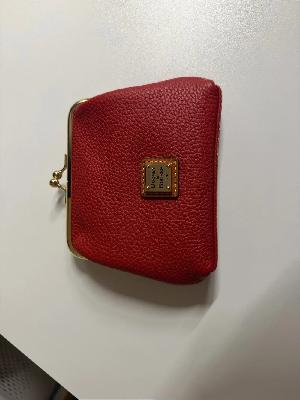 Dooney & Bourke Red Pebble Grain Framed Cosmetic Pouch
